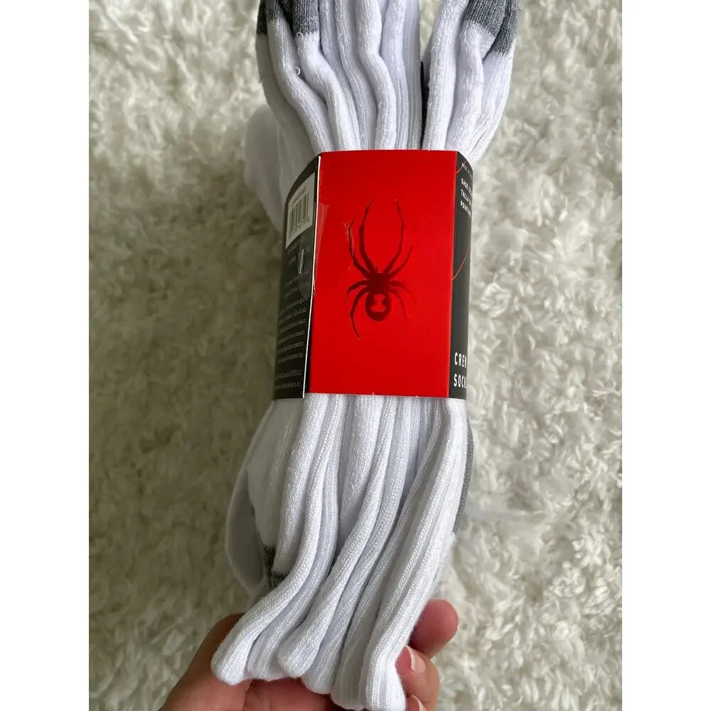 Spyder White Gray Crew Socks 6 pairs NEW Mens Size 6-12 Sports Everyday Comfort